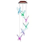 AGPtek® Six Hummingbird Solar Mobile Wind Chimes with Bright Led Lights Great For Wedding/ Party/ Christmas Xmas Night Garden Decoration (Color Changing)