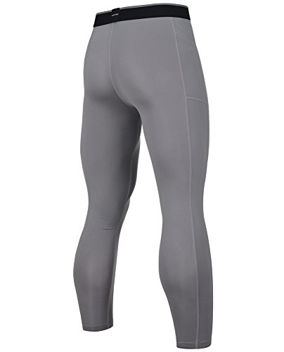 Take Five Men's Side Pockets Cool Dry Tights UV Protection Compression Baselayer Cycling Yoga Leggings (Z807, L)