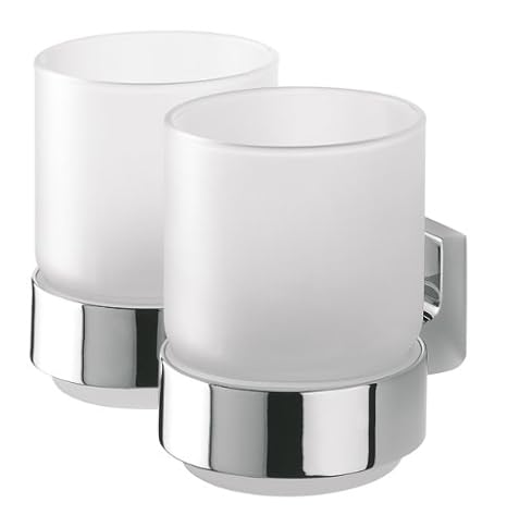 Tiger Ontario Becherhalter doppelt, chrom, Echtglas gefrostet