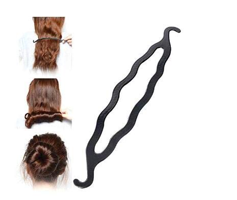 6pcs Black Plastic Hair Bun Maker Curler Double Ended Hair