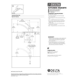 Delta Foundations Chrome Kitchen Faucet, Contemporary 3 Hole Kitchen Sink Faucet, Single Handle, Chrome B1310LF