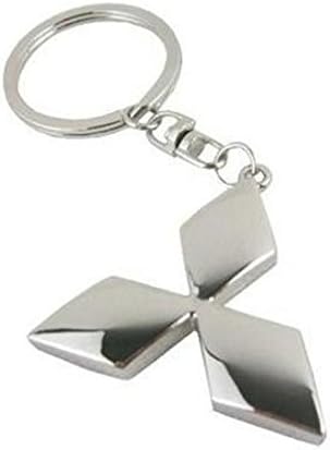 eShop24x7 Mitsubishi chrome plated steel imported key chain key ring car logo for Pajero Sport Lancer Outlander