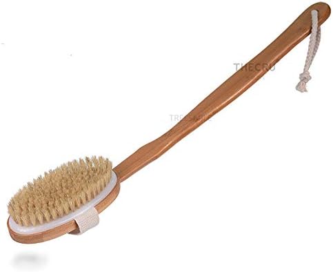 Removable Curved Handle Bath Brush Advanced Bamboo Long Handle Bath Brush Bristle Horse Mane Body Brush Dry Brush Home
