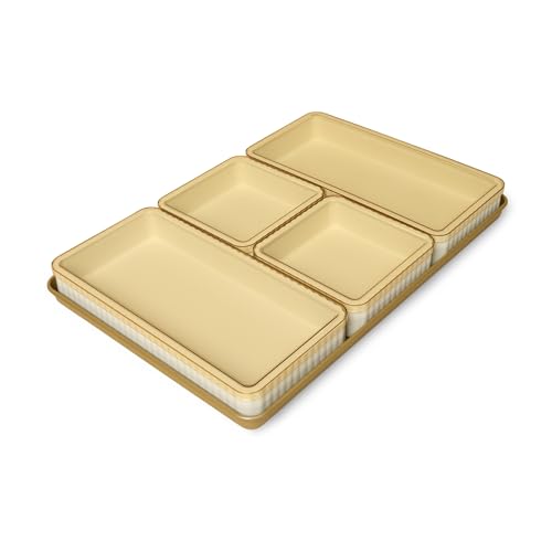 Cravings by Chrissy Teigen 9-Piece Baking Set, Non-Stick Bakeware Set with 2 Large & 2 Small Silicone Trays with 4 Lids & 1 Baking Sheet Tray, Oven-Safe Up To 450°F, CT-BBS9