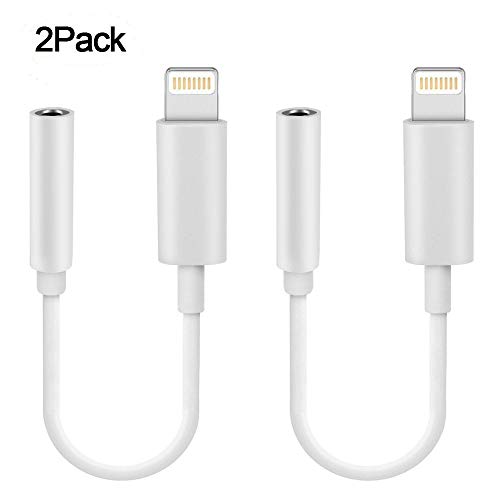 Audio Adapter&Splitter, [2-Pack] Connector to 3.5mm Headphone Earphone Extender Jack Adapter Convenient and Suitable Phone 6/ 6s/ 7/7 Plus/ 8/ 8Plus- White
