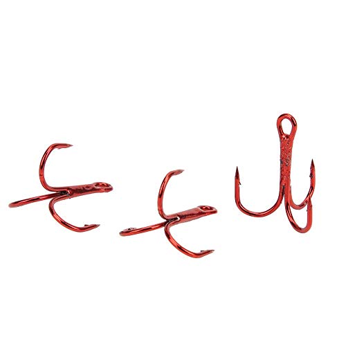 Angeln Drillingshaken, 100 Stück Rote Drillingshaken Angelhaken aus Kohlenstoffstahl Angelhaken Angelzubehör