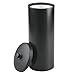 mDesign Modern Plastic Bathroom Storage and Cleaning Accessory Set - Includes Toilet Plunger, Bowl Brush, 3-Roll Toilet Paper Canister with Lid, Wastebasket Trash Can/Garbage Bin - 4 Pieces - Black