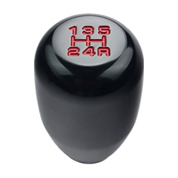 DEWHEL 5 Speed Manual Shift Knob M10x1.25 Screw On Aluminum for Nissan Mazda Mitsubishi (Black)