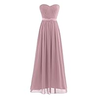 YiZYiF Chiffon Pleated High-Waisted Empire Bridesmaid Dress Long Evening Prom Gown Dusty Rose 12