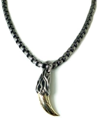 The Wolf Teeth Man Stainless Pendant Necklace with Ti-gold/titanium Quality Punk Style