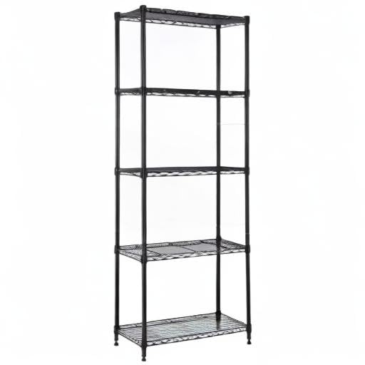 M MZG Heavy Duty Metal Shelving Unit with 5 Levels, up to 567 kg, Adjustable Shelves for Garage, Workshop and Warehouse, Studio, Black, 35 x 60 x 159 cm