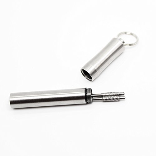 PPFISH Pocket Toothpick Holder Keychain - Waterproof Stainless Steel Toothpick Box Container & 2 Titanium Toothpick Ultralight Travel Kits