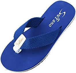 Sufano Men's Cozy 3 layer Sandals Flip Flop Slippes with Comfort Cotton Strap Home Shower Beach Sandals (9 US / 42, Blue)