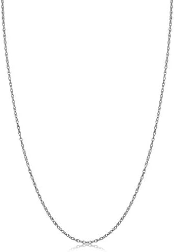 Kooljewelry14k White Gold Rope Chain Barely-There Necklace For Women (0.7 mm, 0.9 mm, 1 mm or 1.3 mm) - Thin And Lightweight