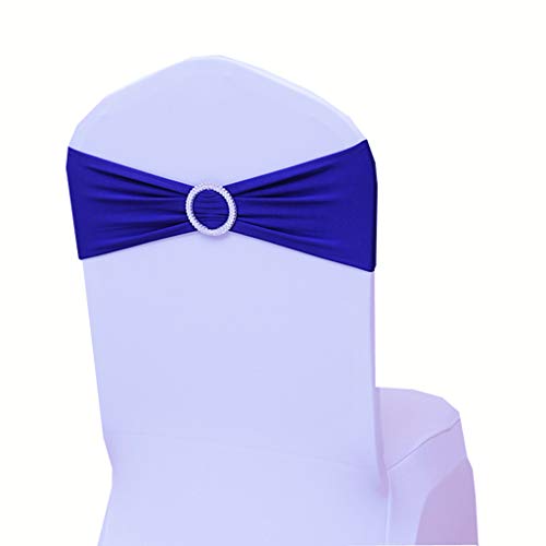 Fvstar 10pcs Royal Blue Party Chair Sashes Wedding Chair Ribbons Spandex Chair Cover Ties Bows for Baby Shower Valentines Decorations Without White Covers