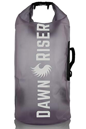 Dawn Riser Kayak Waterproof Dry Bag Backpack  & Transcluscent - for Camping, Hiking, Rafting, Boating, Swimming, Beach, Outdoor  Roll Top Floating Compression Sack Gear (2L, Smoke Gray)