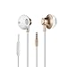 In-Ear Headphones Earbuds Earphones , Anlyso Wired Apple Style Noise Cancelling Earbuds Powerful Stereo Bass Earphones Remote Control Earpods Headset with Microphone (Gold)