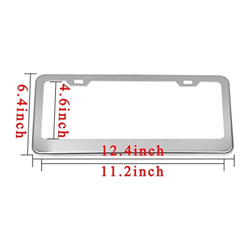 Ibetter 2 PCS Thick Stainless Steel Polish Mirror License Plate Frames, Car Licence Plate Holder Covers with Bolts, Washers and Screw Caps for US Standard (2 Holes Silver) - Thumbnail 3