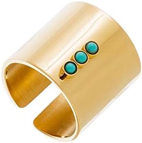 Zag Bijoux Tube Trio Turquoise Stone Ring (Yellow Gold)