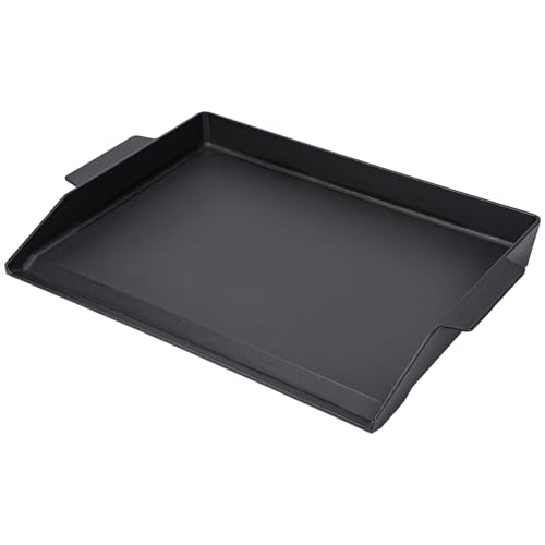 23" x 16" Cast Iron Griddle, Universal Flat Top Griddle for BBQ, Gas Grill, and 4 Burner Range Oven, Reinforced X-Shaped Ridges, Great for Parties, Camping & Tailgating