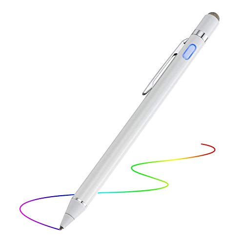 Active Stylus Digital Pen with 1.5mm Ultra Fine Tip Compatible for iPad iPhone Samsung Tablets, Work at iOS and Android Capacitive Touchscreen,Good for Drawing and Writing on IPAD, White
