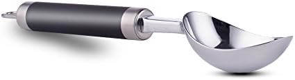 LAVAVIDA Premium Stainless Steel Ice Cream Scoop, Antifreeze Ice Cream Spade With Non-Slip Rubber Grip - Black
