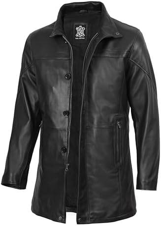 Denny&Dora Mens Shearling Coat B7 Shearling Leather Coat Long