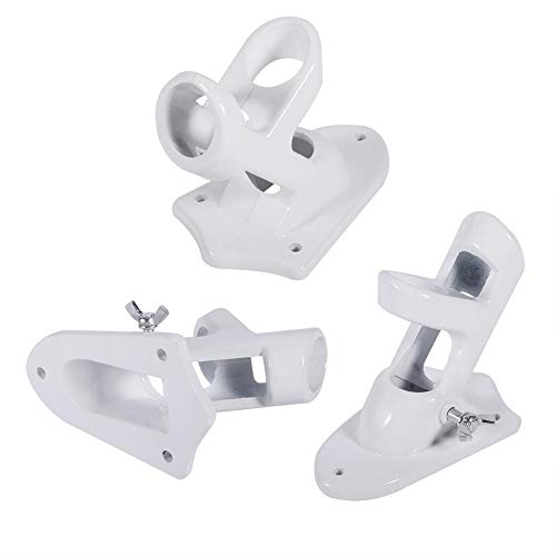 Strnek Aluminium Alloy Flag Pole Holder, Mounting Fixed Wall Mount 1" Flagpole Displays Bracket Mount 2 Positions Flag White - Thumbnail 2