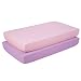 TILLYOU Silky Soft Microfiber Crib Sheets Set, Breathable Cozy Baby Sheets for Girls, 28 x 52in Fit Standard Crib & Toddler Mattress, 2 Pack Lavender & Peachy Pink primary