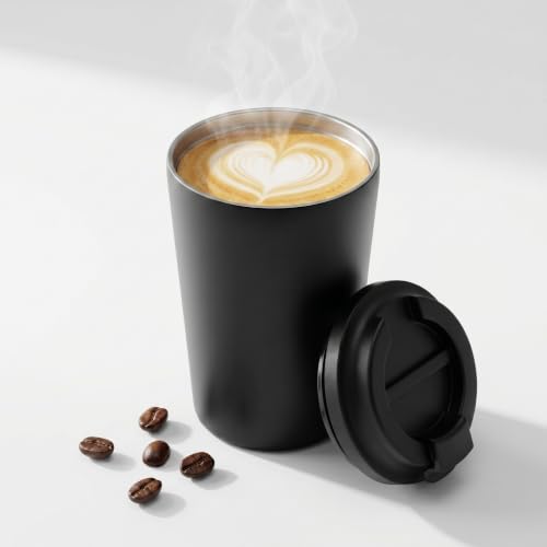Smarthers Termo Cafe o Te - Taza Termo Cafe para Llevar, Vaso Termico con Mantenimiento de Frío y Calor 4-6 Hrs, Taza Termica de Acero Inoxidable Bpa Free, Vaso Cafe para Llevar, Vaso Termico Cafe