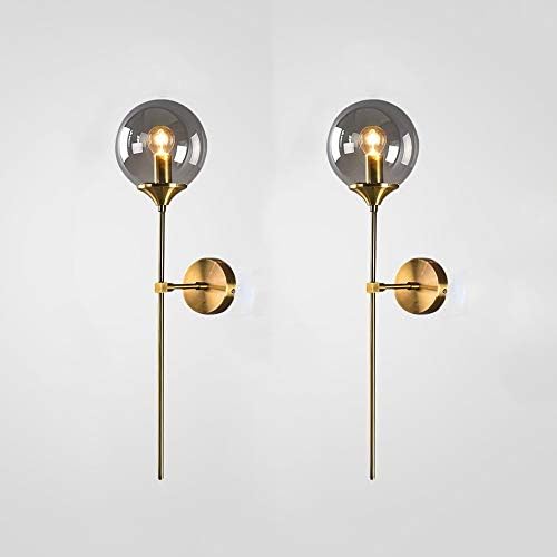 Dkdnjsk (1 Pack / 2 Packs) Sleek Minimalist Wrought Iron Glass Wall Lamp Glass Cover Light Soft Wrought Iron Lamp Body Durable Living Room Bedroom Staircase Multi-Purpose Decorative Wall Light