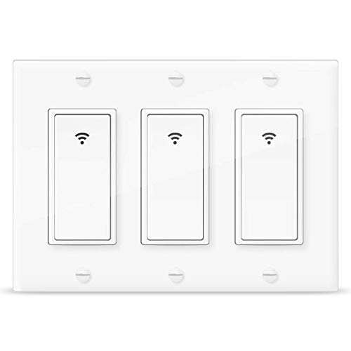 Smart Switch, WiFi Wall Light Switch 3 Gang that Work with Alexa Google