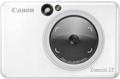 Canon Zoemini S2 Mini Sofortbildkamera + Fotodrucker mobil tragbar unterwegs Hosentasche (Fotodruck 5x7,6 cm, kabelllos, eingebauter Akku, Canon App,