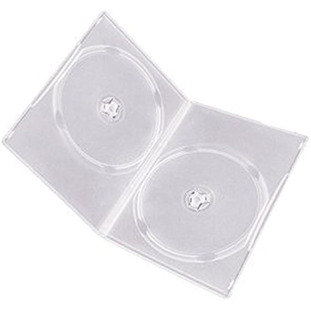 7mm Slim Clear Double CD/DVD Case, 100 Pieces Pack. (2 Discs Capacity