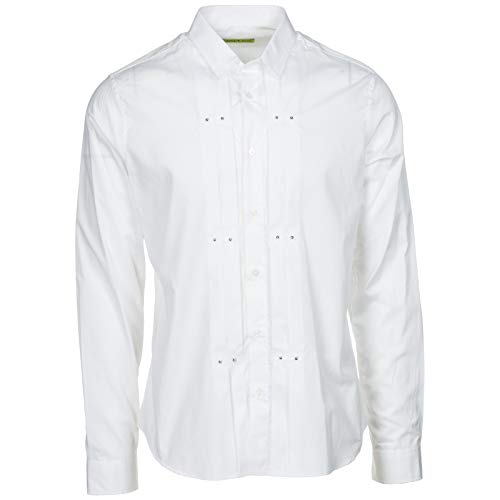 Versace Jeans Men's Long Sleeve Shirt Dress Shirt White US Size 48 (US 38) B1GSA613 SUP213