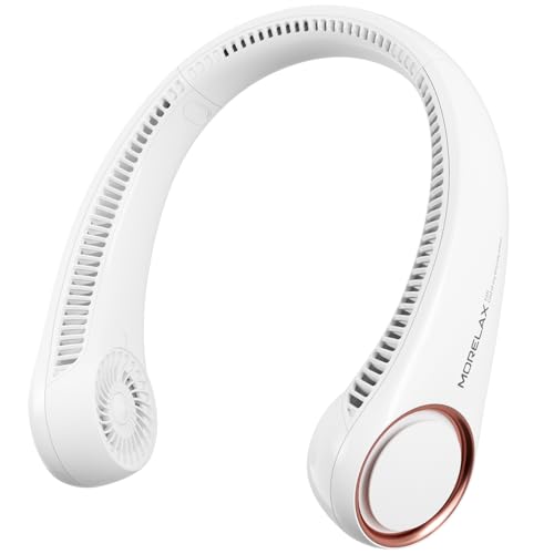 Morelax Portable Neck Fan, 4000 mAh USB Rechargeable, No Quiet, 3 Adjustable Speeds - Ideal for Office, Travel, Sports and Outdoor Activities