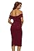 Alvaq Womens Sexy V Neck Off The Shoulder Evening Bodycon Club Midi Dress,Burgundy,X-Large