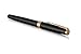 PARKER Sonnet Fountain Pen, Black Lacquer with Gold Trim, Solid 18k Gold Medium Nib