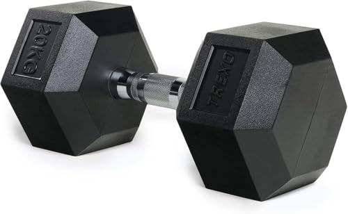 XTREXO Hexagon-Kurzhantel 20 kg - Gusseisen gummiert, verchromter Griff | für Krafttraining zu Hause & im Gym | für Männer und Frauen
