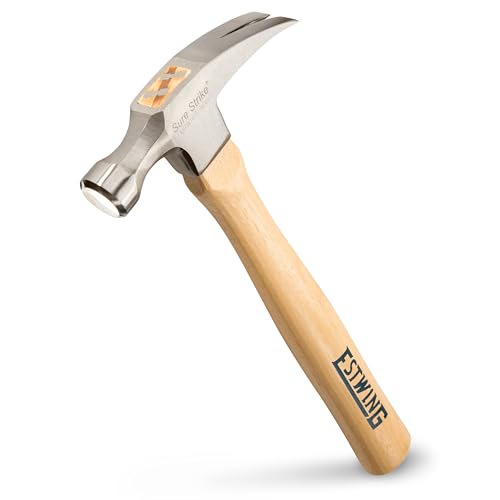 Estwing EMRW16S 16oz Sure strike Straight Claw Hammer, Smooth Face, Hickory Shaft
