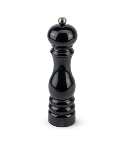 PEUGEOT - Paris uSelect 22 cm Salt Mill - 6 Predefined Grind Settings - Powdered Salt Innovation, Zirlion Mechanism - PEFC-Certified Wood - Made in France - Glossy Black Finish