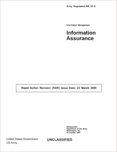 Amazon Com Army Regulation Ar 25 2 Information Assurance 9781480275409 Us Army United States Government Books