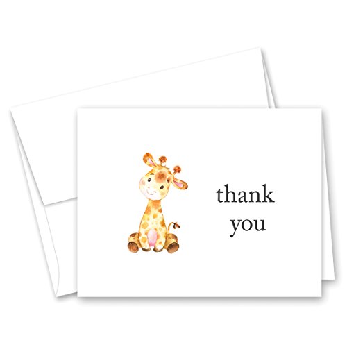 MyExpression.com 50 cnt Pink Giraffe Baby Shower Thank You and Envelopes