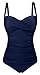 Annigo One Piece Swimsuit for Womens Retro Vintage Bathing Suit Shirred Details Monokini …