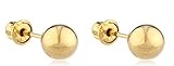 14k Yellow Gold Ball Earring Studs with Bolita Screw Backs (3mm to 8mm Available) (FD-9ALJ-HAOH)