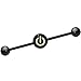 Body Candy Black Anodized Stainless Steel Glow Power Button Industrial Barbell 14 Gauge 37mm