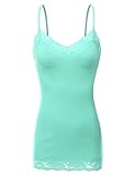 Doublju Womens Spaghetti Sleeveless Lace Simple Solid top