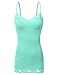 Doublju Womens Spaghetti Sleeveless Lace Simple Solid top