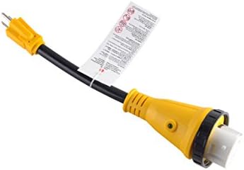 RV/Trailer / 5th Wheel Power Adapter 15 Amp Male to 50 Amp Female Twist Lock with Indicator Light (Yellow/Black)