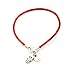 Men's 8 Inch Silver Hamsa Hand with White Evil Eye Red String Bracelet - Charm Bracelet for Protection